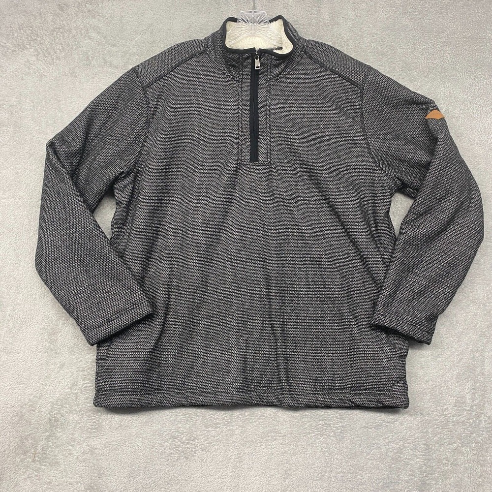 Orvis Sweater Mens Extra Large Gray Brighton Quarter Zip Sherpa Lined Pullover